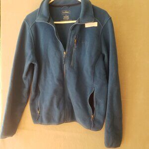 LL Bean Womens Fleece Jacket Size Small Blue Full Zip Pockets